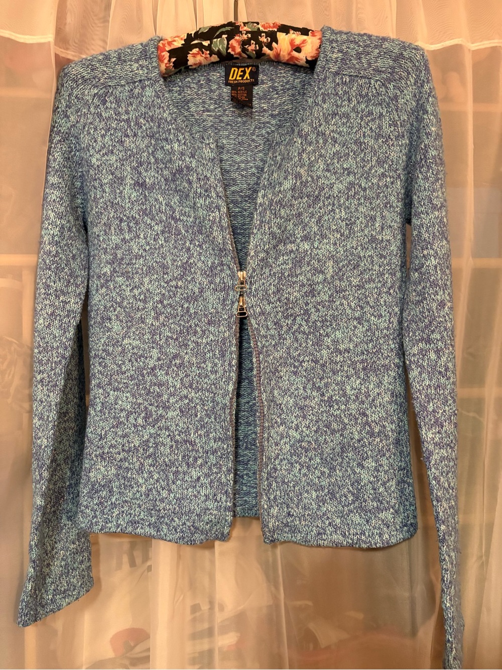 Dex Light Blue Double Zip Front Cardigan Y2K
